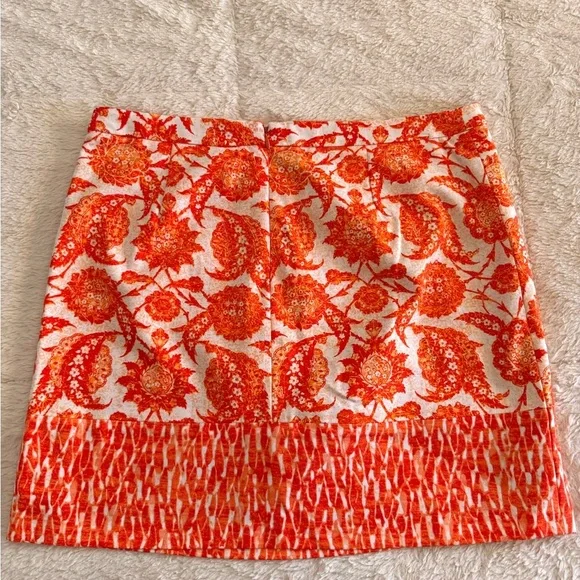 Michael Kors Orange Floral Mini Skirt – Size 10 | Fall Statement Piece - Picture 4 of 4